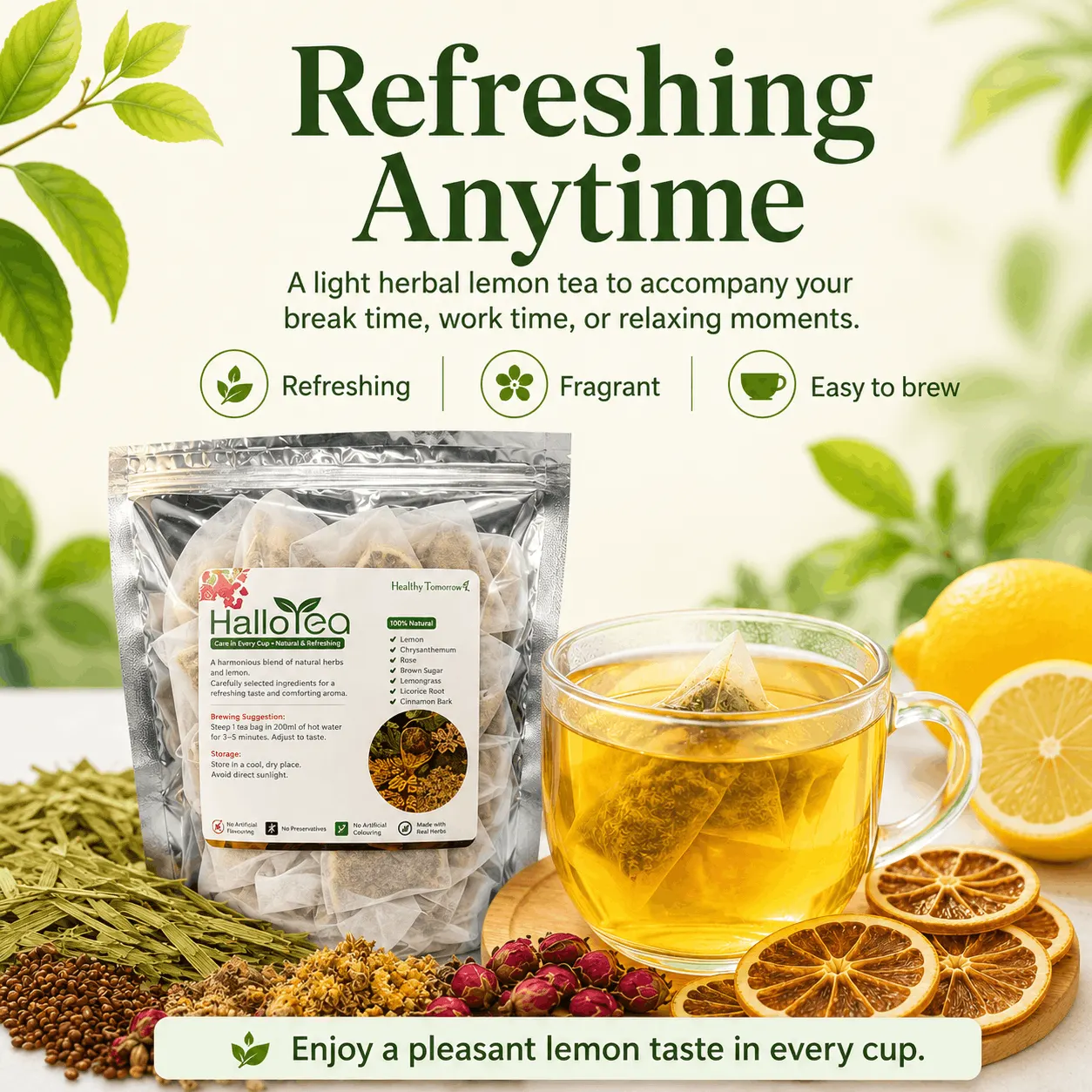 Hallo Dried Herbs Natural Lemon Tea angle 5